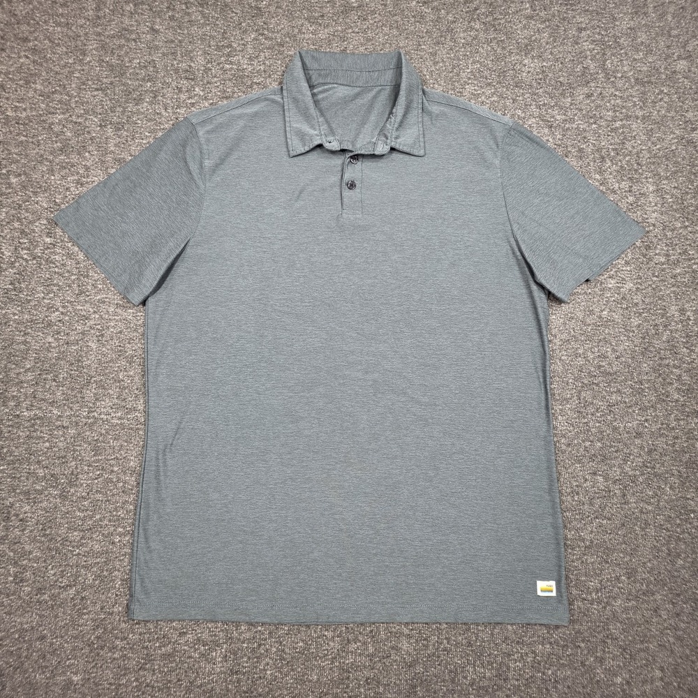 Vuori Strato Tech Polo Shirt Mens Sz Med Gray Short Sleeve Golf Athletic Stretch
